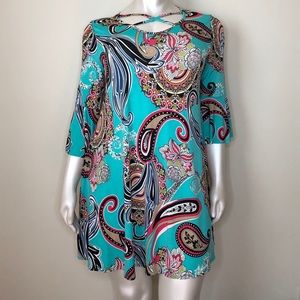 New Boutique Paisley Bell-Sleeve Dress Size 2X